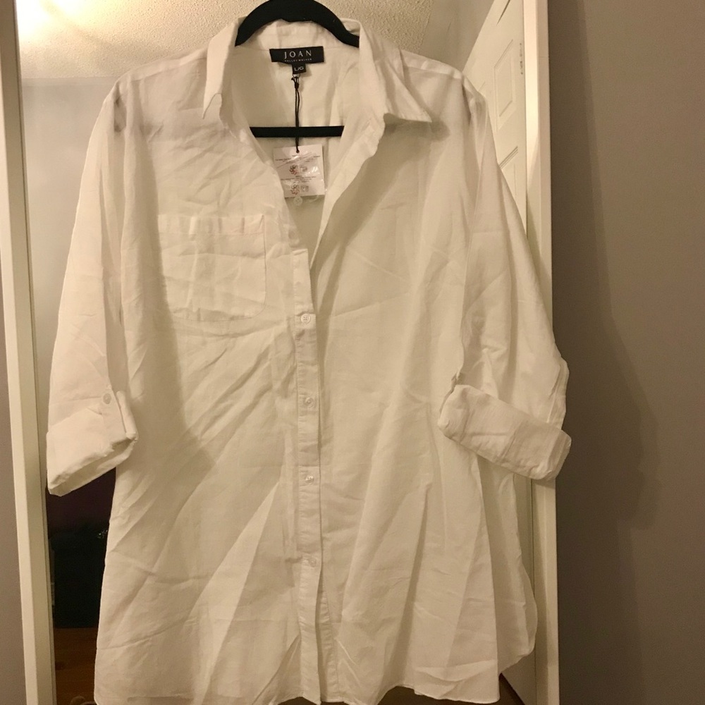 White Oversized Collared Button Down Shirt - Picture 4 of 8
